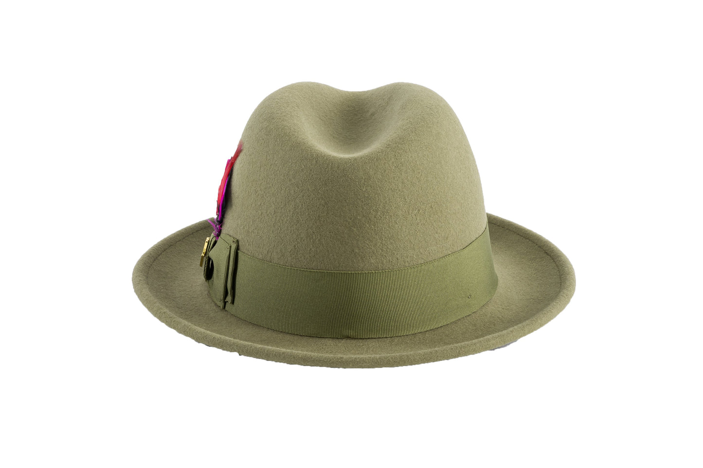 Brooks Trilby Soft 100% Australian Wool Felt Body with Removable Feather olive green hat Great for Travel
