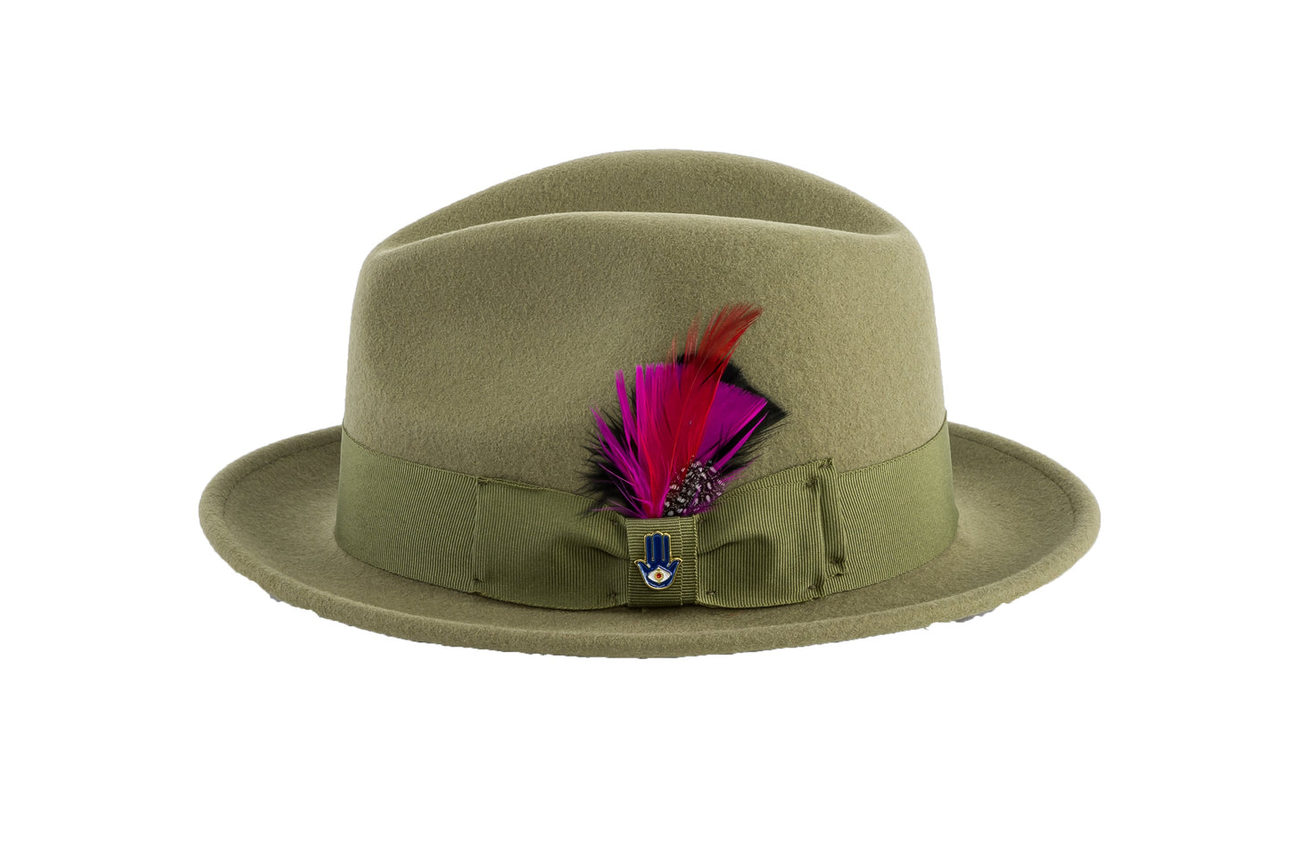 Brooks Trilby Soft 100% Australian Wool Felt Body with Removable Feather olive green hat Great for Travel