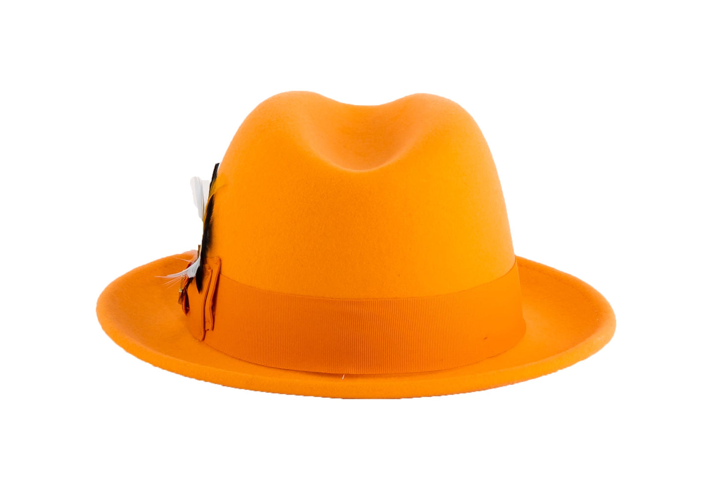 Brooks Trilby Soft 100% Australian Wool Felt Body with Removable Feather tangerine hat Great for Travel
