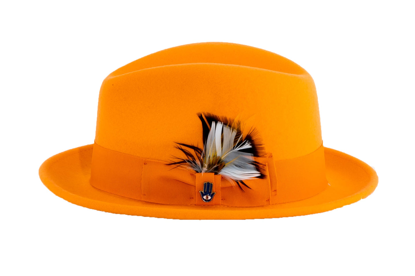 Brooks Trilby Soft 100% Australian Wool Felt Body with Removable Feather tangerine hat Great for Travel