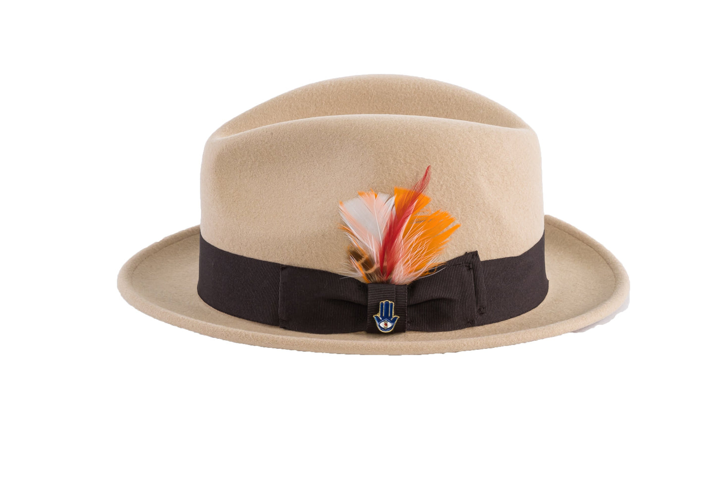 Brooks Trilby Soft 100% Australian Wool Felt Body with Removable Feather tan brown hat Great for Travel