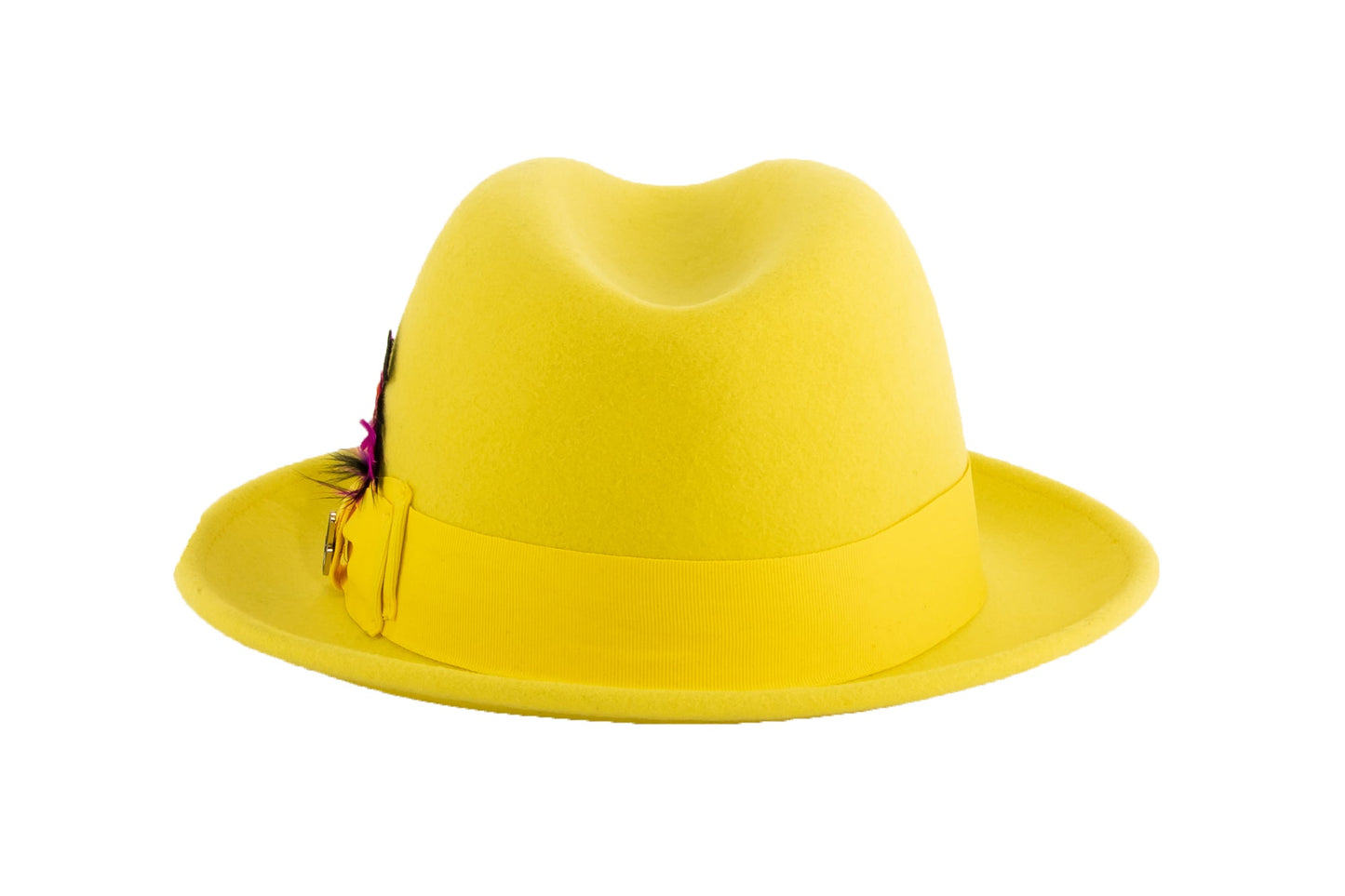 Brooks Trilby Soft 100% Australian Wool Felt Body with Removable Feather yellow hat Great for Travel