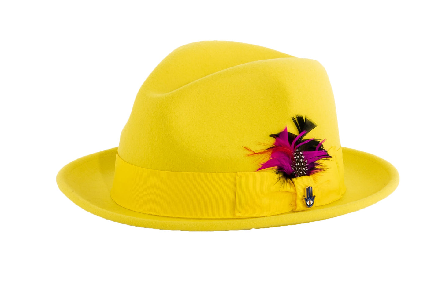 Brooks Trilby Soft 100% Australian Wool Felt Body with Removable Feather yellow hat Great for Travel
