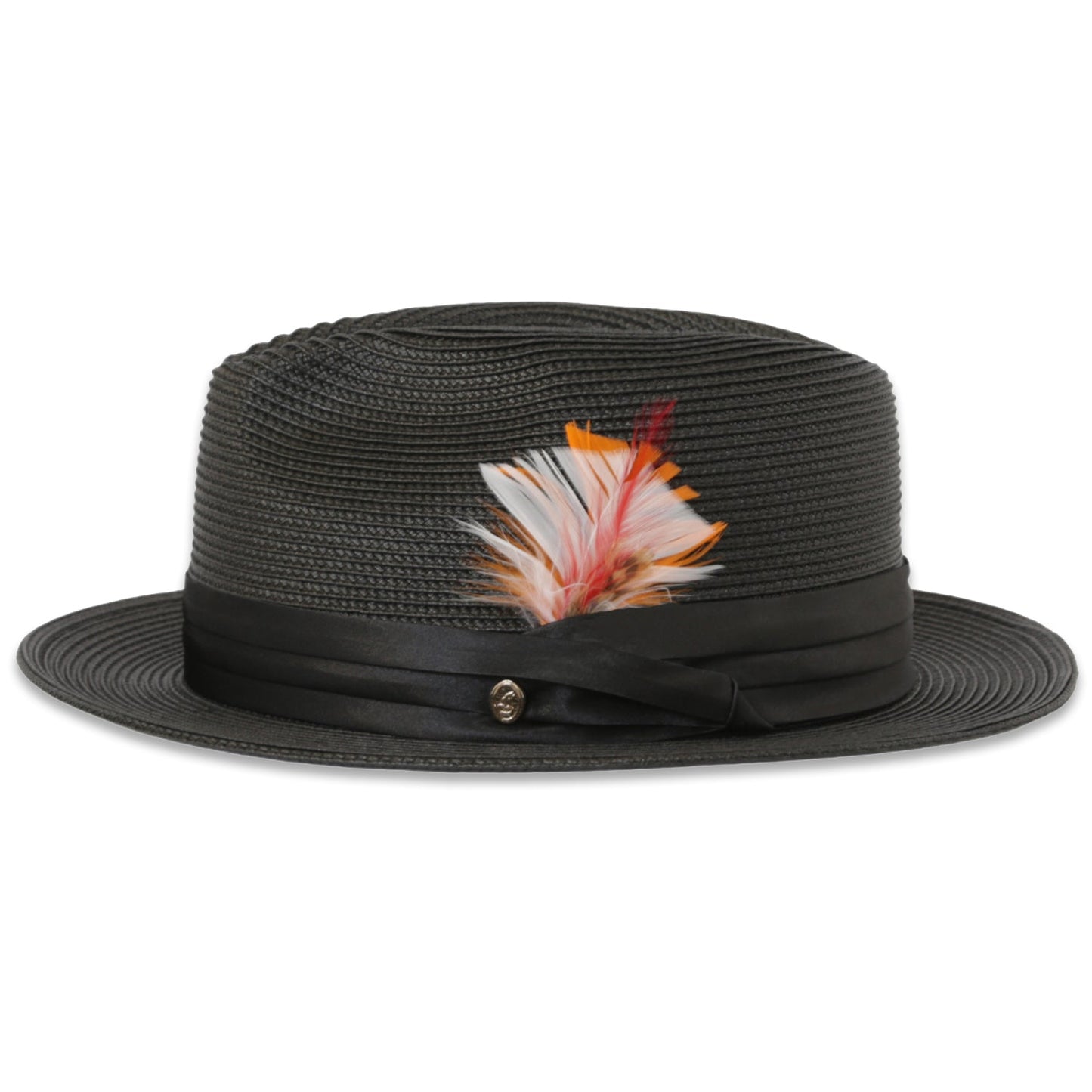 Ridge Crushable Straw Hat Fedora in Black