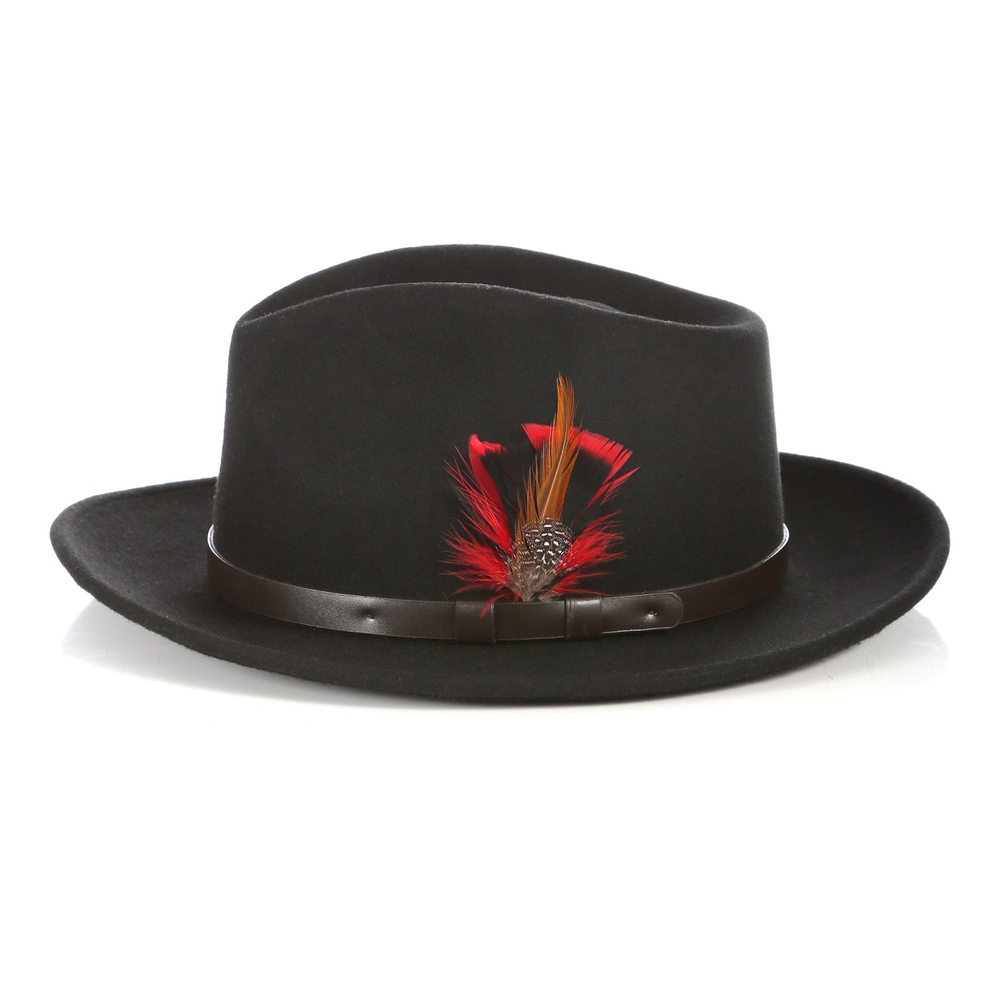 Crushable Fedora Hat in Black with Leather Band - FHYINC best men's suits, tuxedos, formal men's wear wholesale