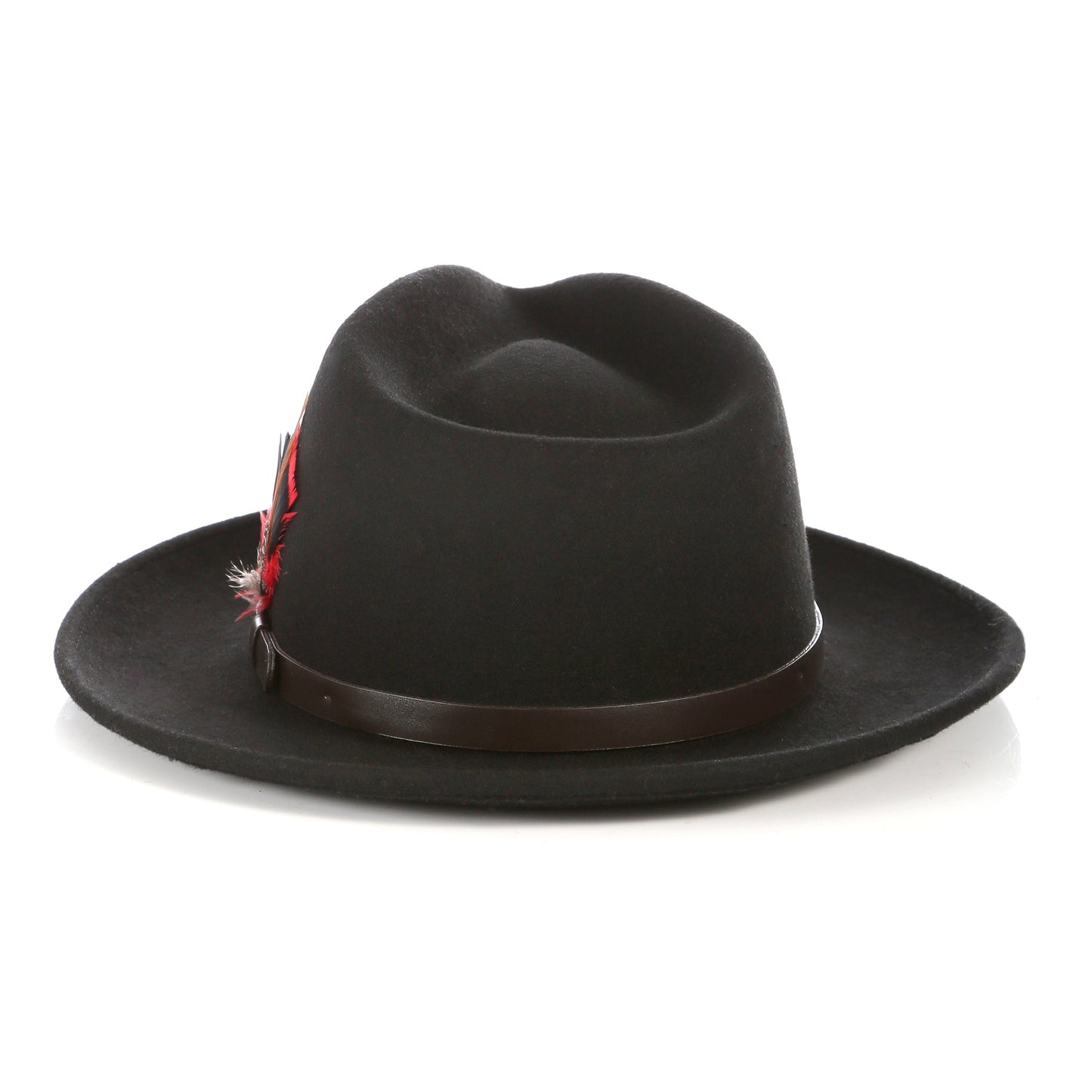 Crushable Fedora Hat in Black with Leather Band - FHYINC best men's suits, tuxedos, formal men's wear wholesale