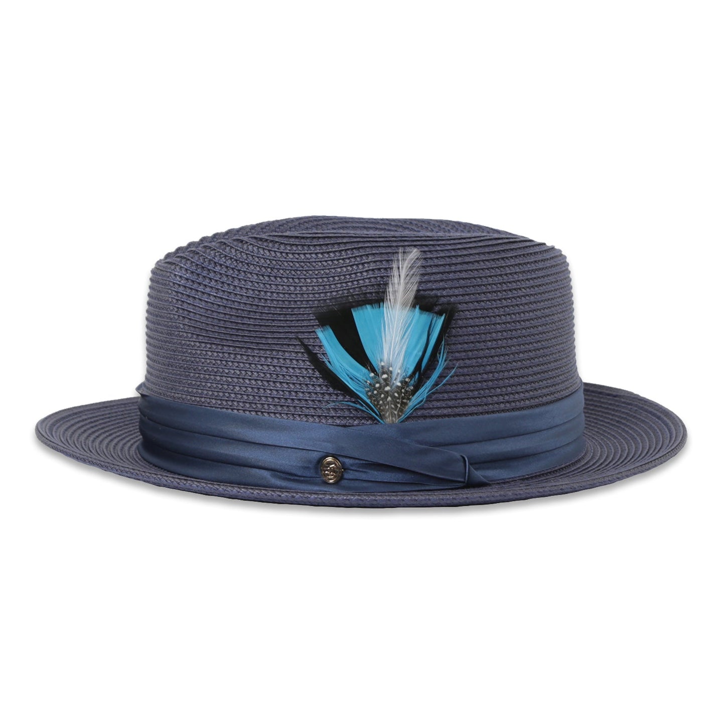 Ridge Crushable Straw Hat Fedora in Navy