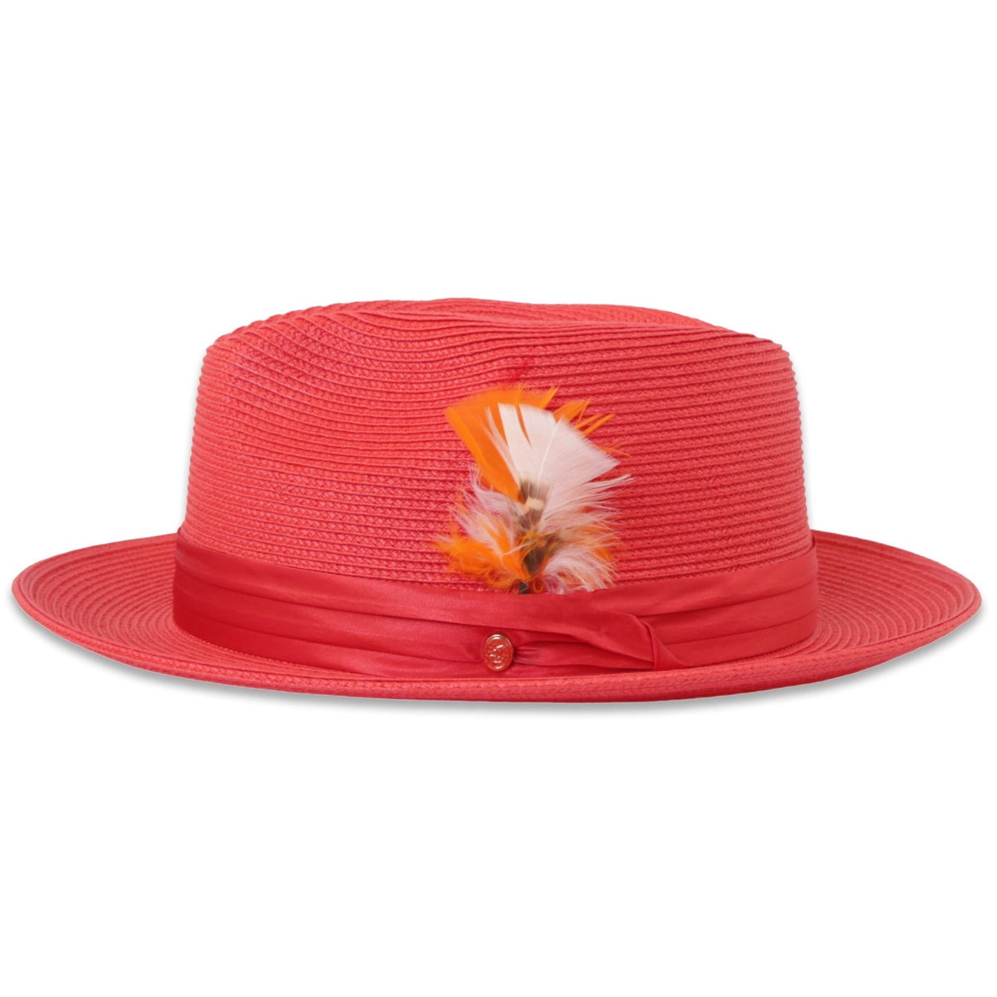 Ridge Crushable Straw Hat Fedora in Ruby