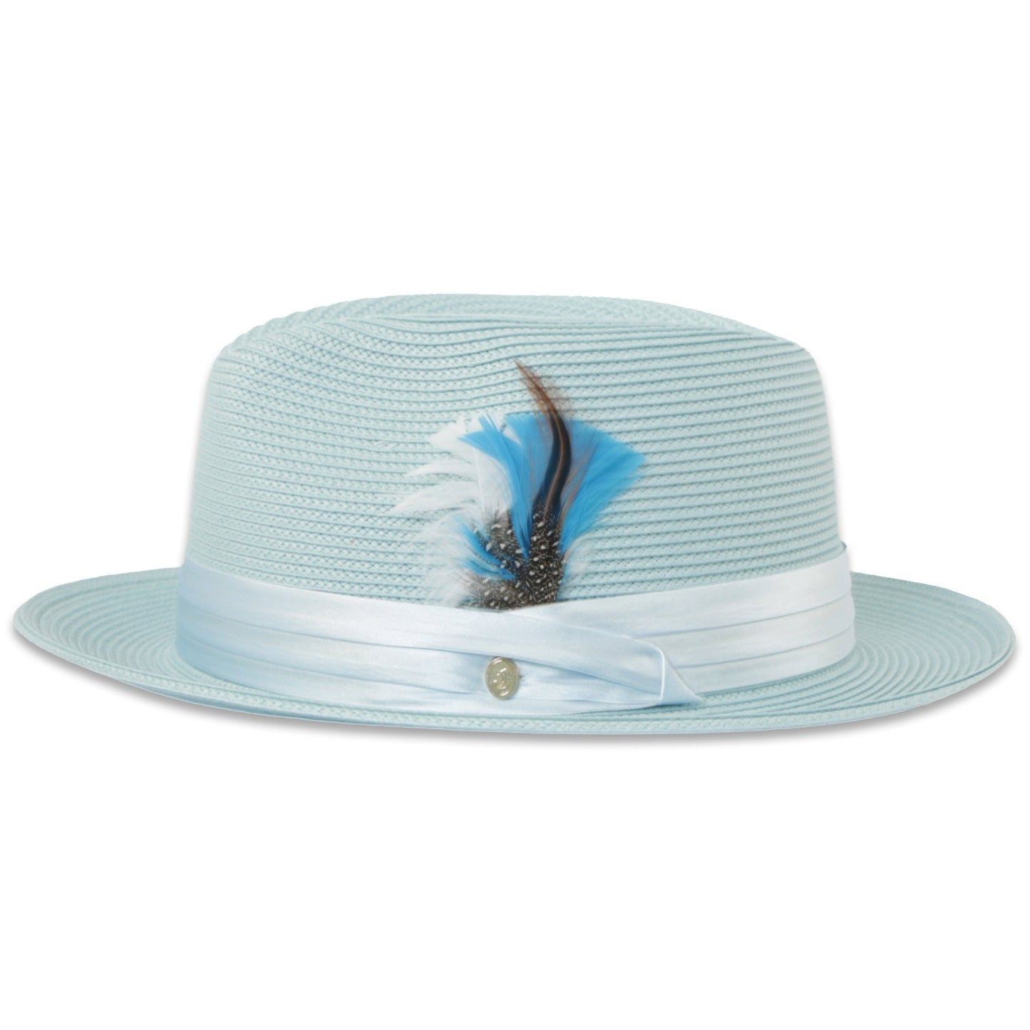 Ridge Crushable Straw Hat Fedora in Sky Blue