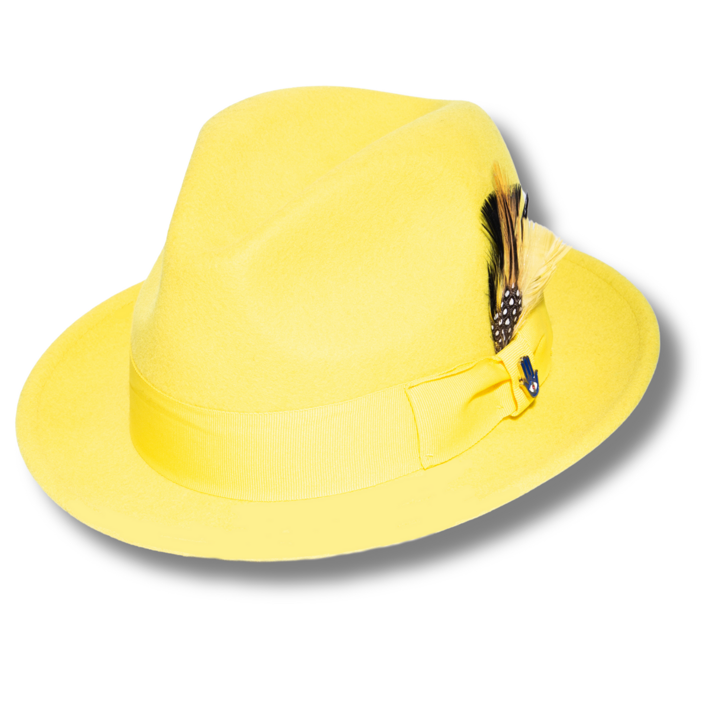 Brooks Trilby Soft 100% Australian Wool Felt Body with Removable Feather yellow hat Great for Travel