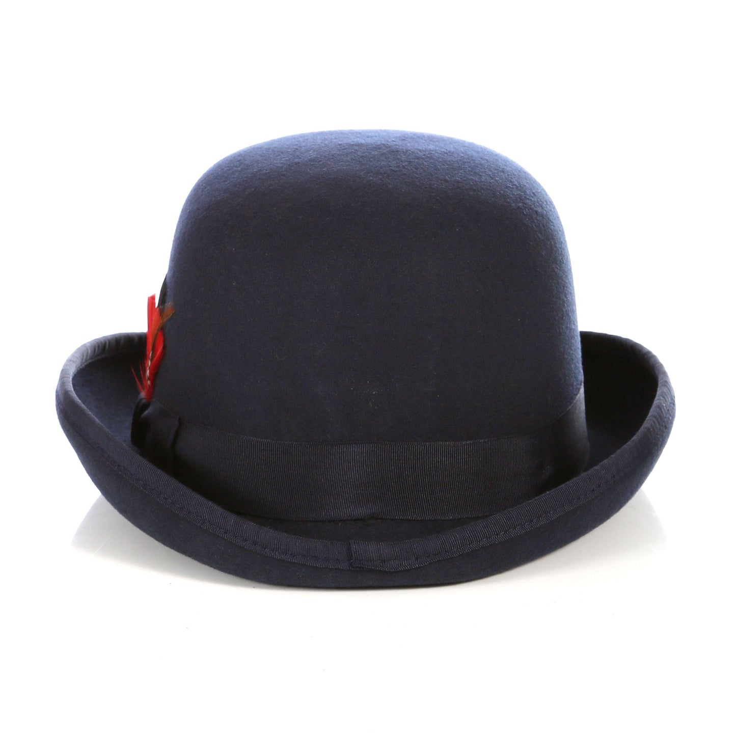 Premium Wool Navy Blue Derby Bowler Hat - Ferrecci USA