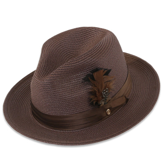 Ridge Crushable Straw Hat Fedora in Brown