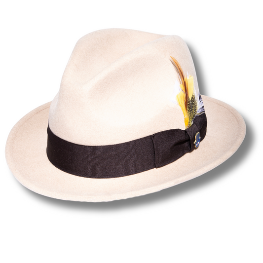 Brooks Trilby Soft 100% Australian Wool Felt Body with Removable Feather tan brown hat Great for Travel