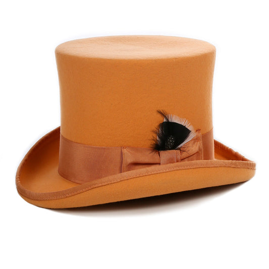 Premium Orange Wool Top Hat - FHYINC best men's suits, tuxedos, formal men's wear wholesale