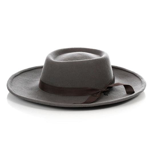 Grey Wide Brim Fedora - Earp - Ferrecci USA 