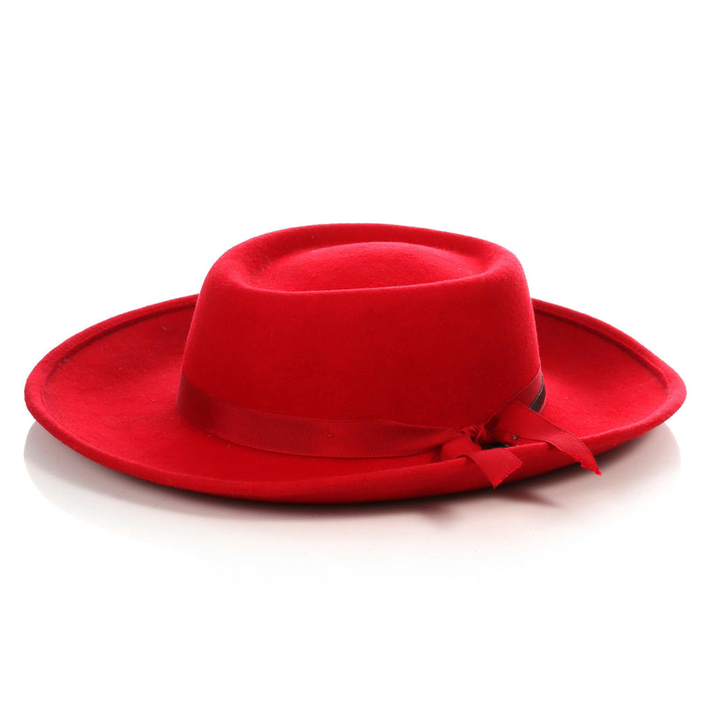 Red Wide Brim Fedora - Earp - Ferrecci USA 